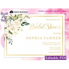 Ivory roses Bridal Shower invitation template, (123) Ivory roses Bridal Shower invitation template, (123)
